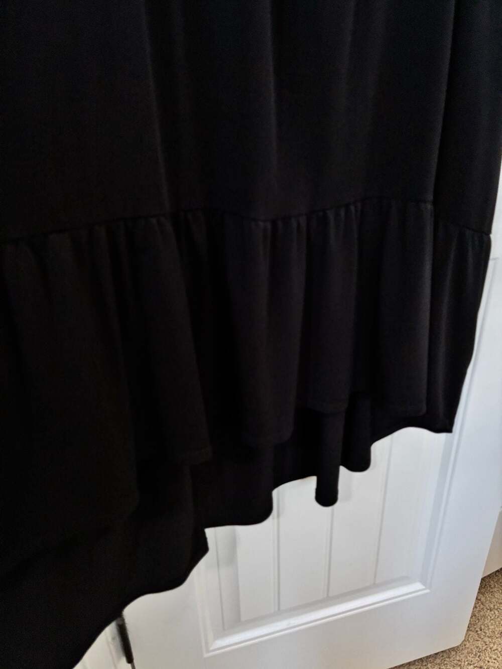 New Directions Woman Black V-Neck Ruffle Tiered Maxi Dress 1X - Picture 6 of 8